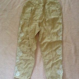 Anthropologie embroidered linen pants